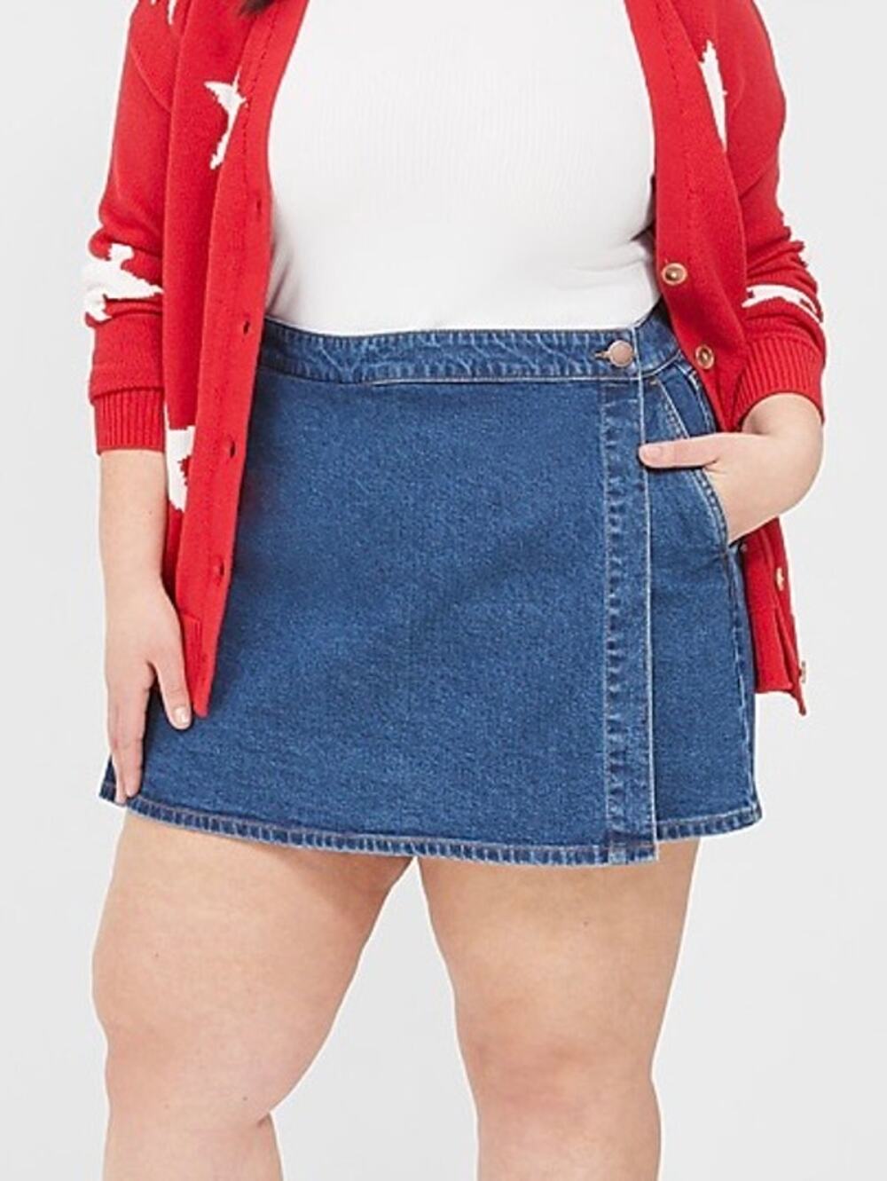 Lane Bryant Blue Denim Wrap Skort